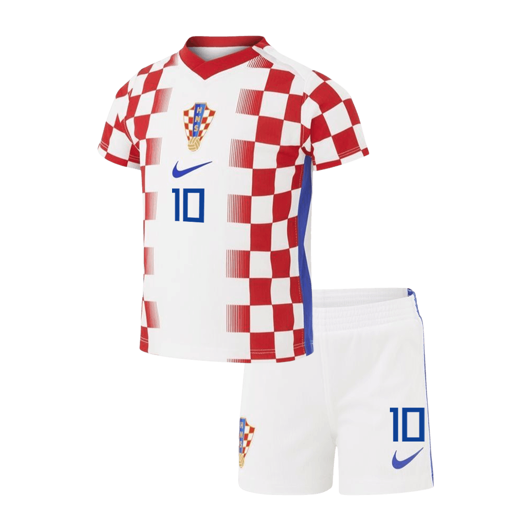 Kroatien Tröja MODRIĆ #10 2026 Hemma Röd & Vit Barn