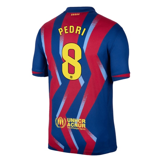 Barcelona Tröja PEDRI #8 2025/26 Fourth Away Röd & Blå-1