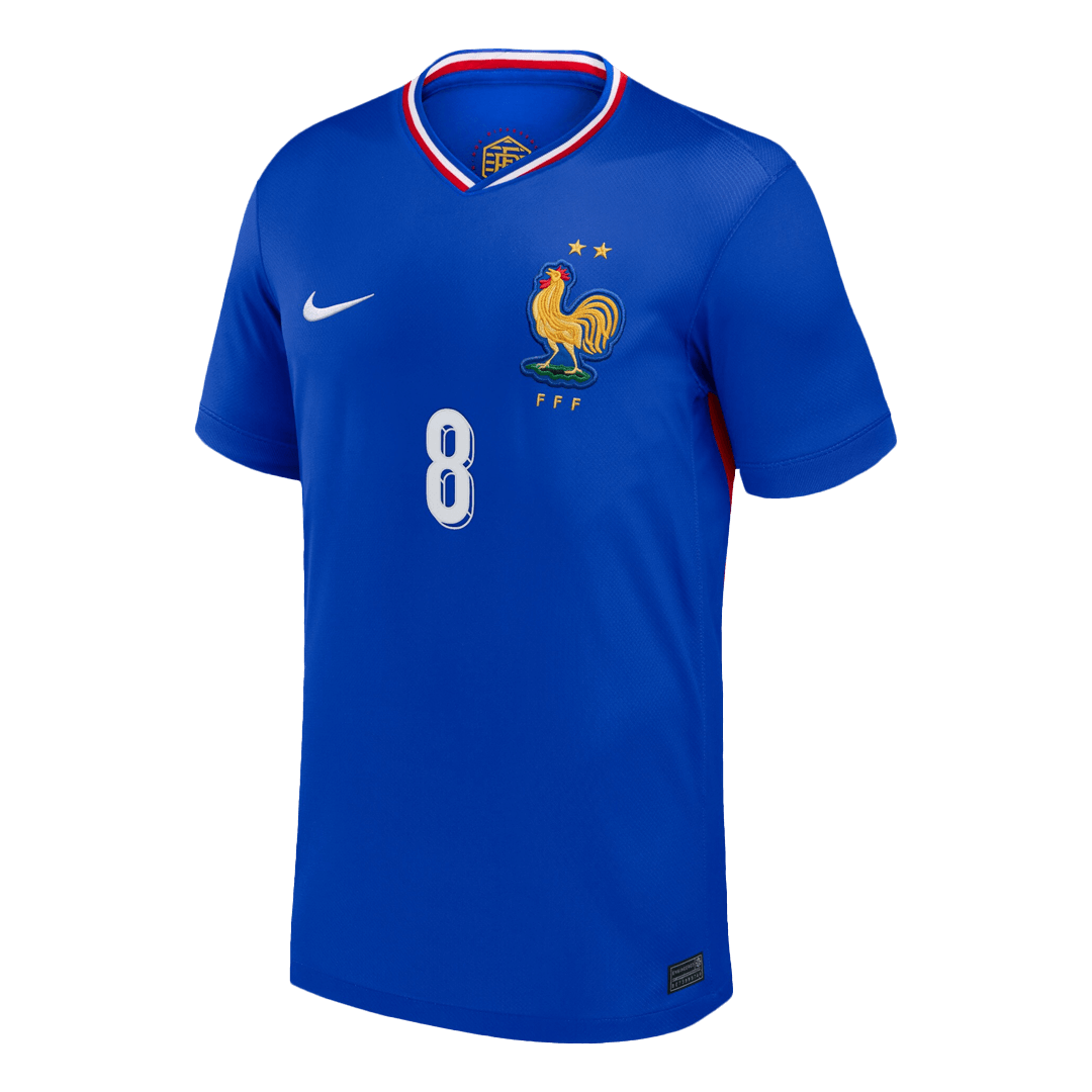 Frankrike Tröja TCHOUAMENI #8 Euro 2024 Hemma Blå