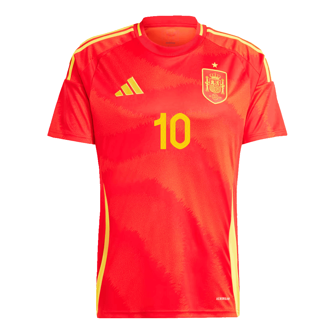 Spanien Tröja LAMINE YAMAL #10 Euro 2024 Hemma Röd