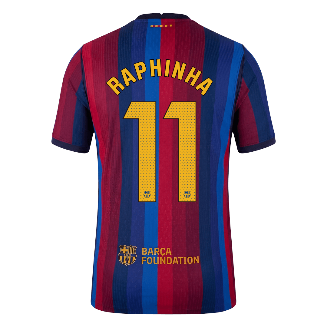 Barcelona Tröja RAPHINHA #11 2026/27 Hemma Autentisk Röd & Blå