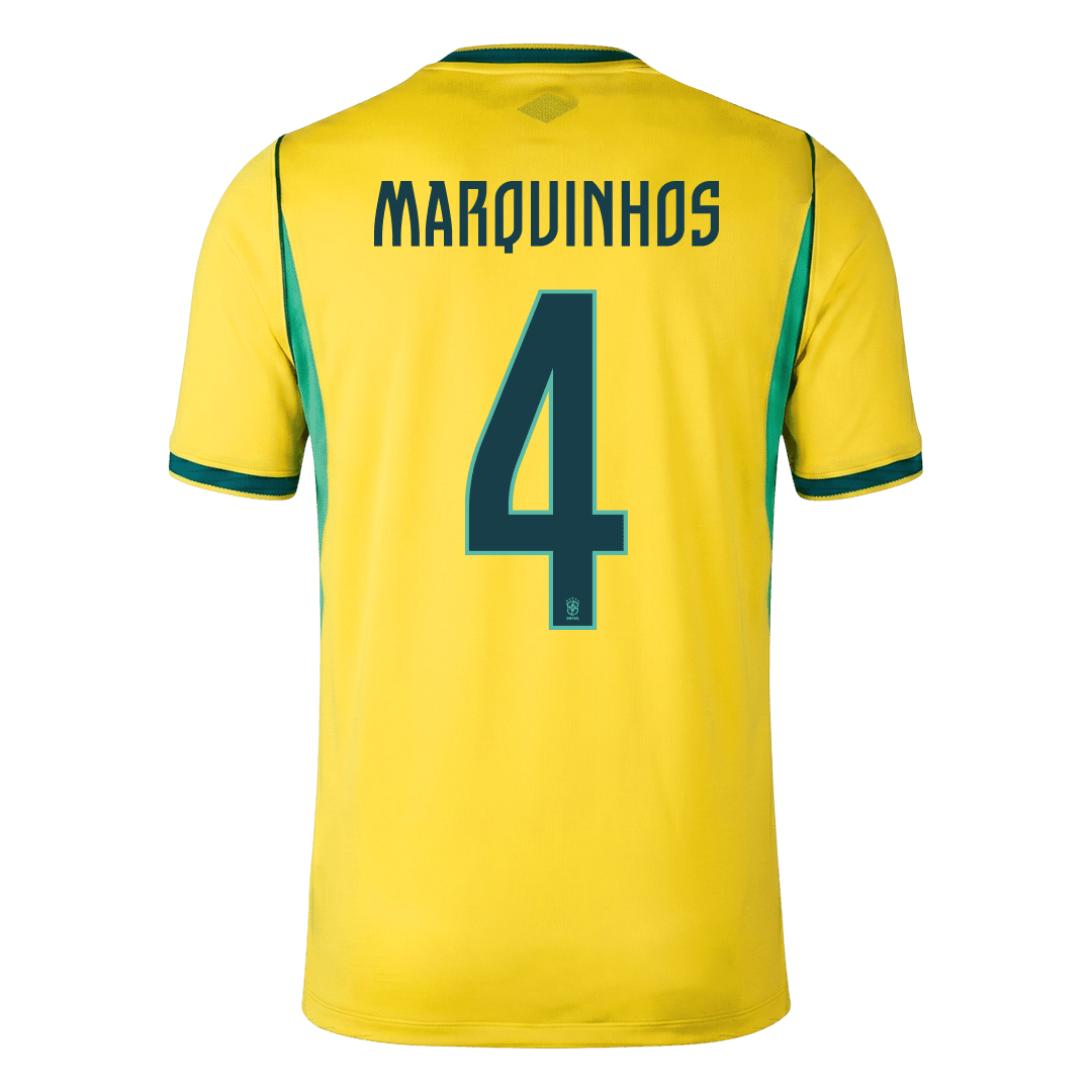 Brasilien Tröja MARQUINHOS #4 2026 Hemma Gul