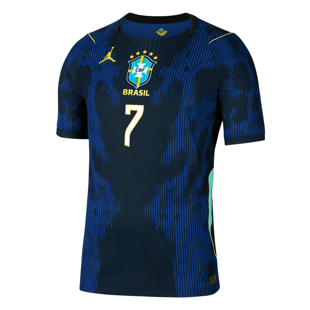 Brasilien Tröja VINI JR. #7 2026 Borta Autentisk Mörkblå