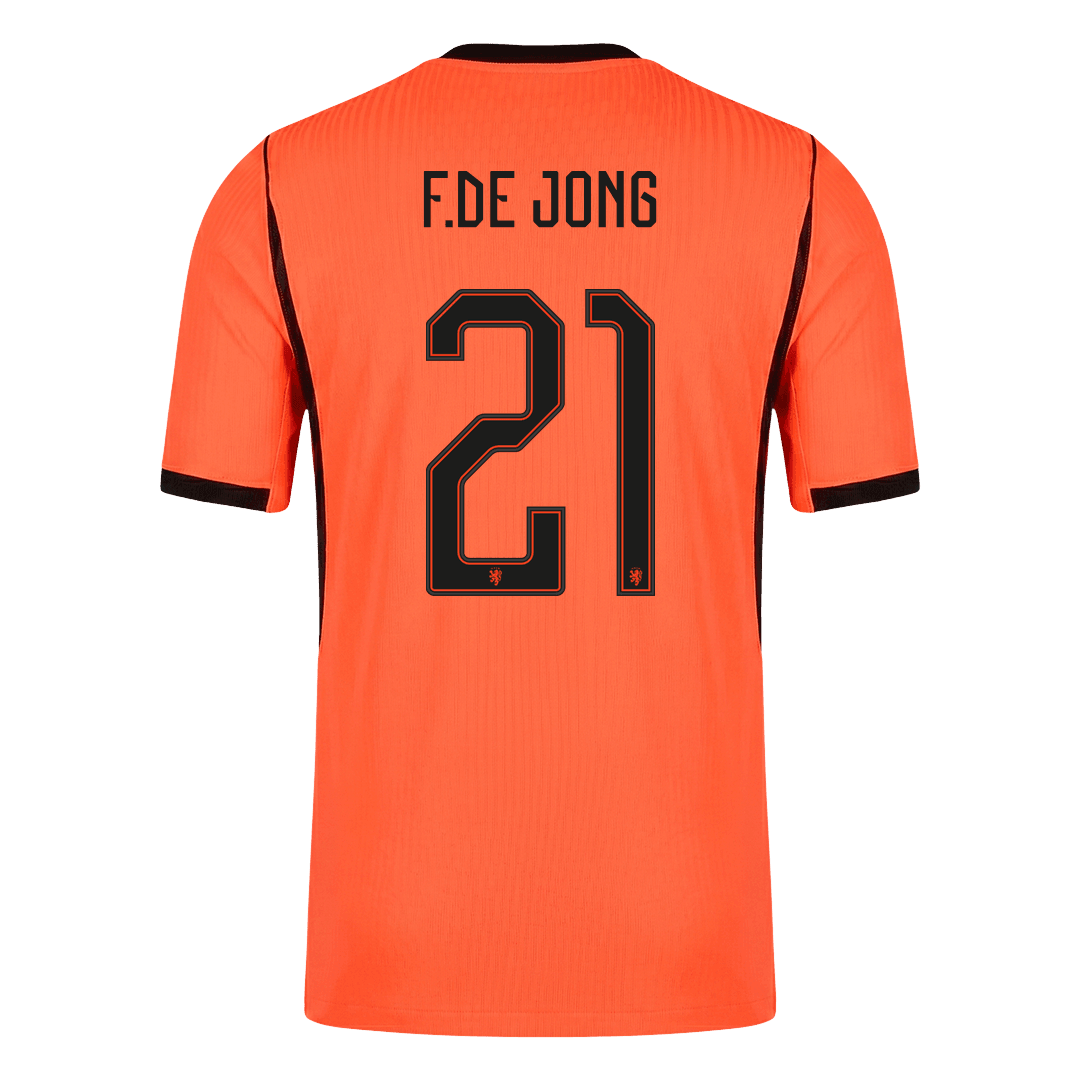 Nederländerna Tröja F.DE JONG #21 2026 Hemma Autentisk Orange