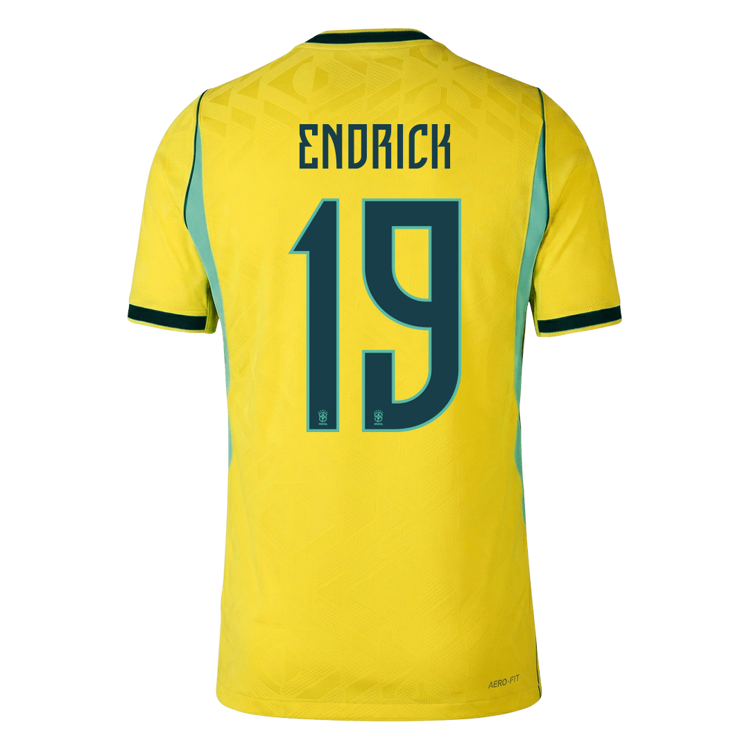 Brasilien Tröja ENDRICK #19 2026 Hemma Autentisk Gul