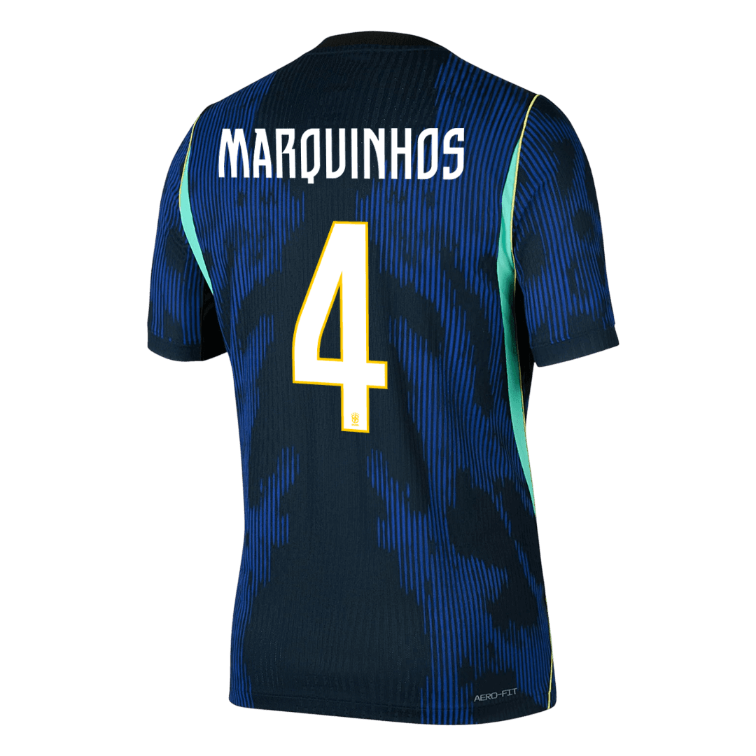 Brasilien Tröja MARQUINHOS #4 2026 Borta Autentisk Mörkblå