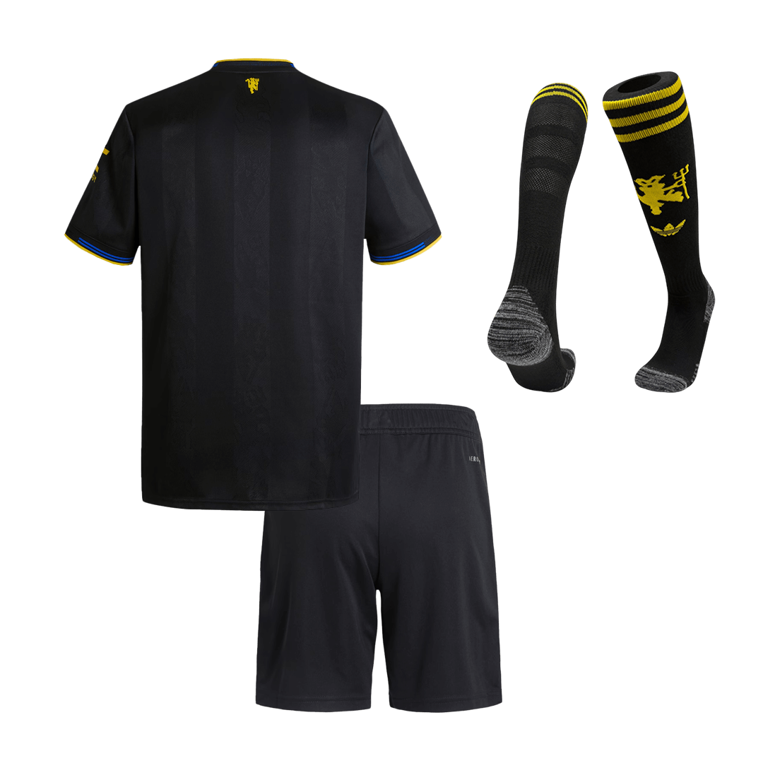 Manchester United Tröja 2025/26 Tredjeställ Svart Barn