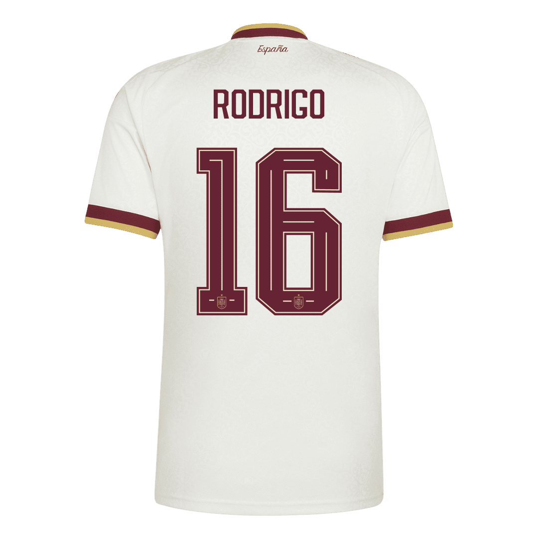 Spanien Tröja RODRIGO #16 2026 Borta Vit (2 Stjärnor)