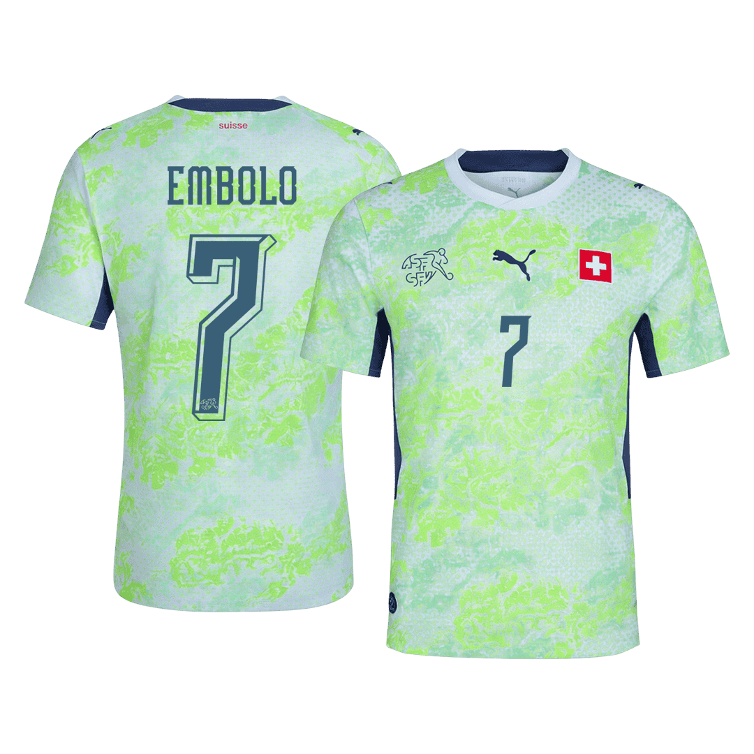 Schweiz Tröja EMBOLO #7 2026 Borta Autentisk Grön