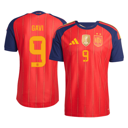 Spanien Tröja GAVI #9 2026 Hemma Autentisk  (2 Stjärnor)