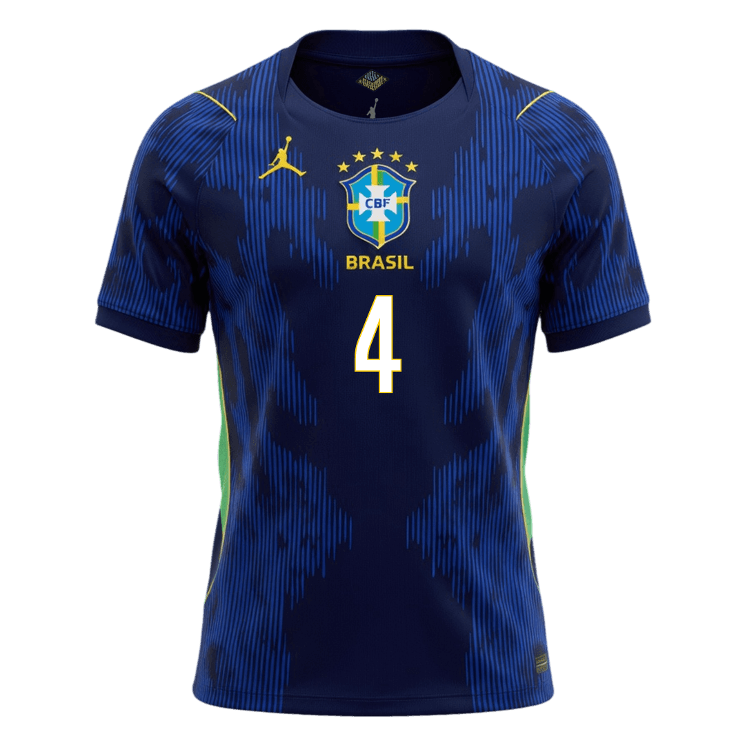 Brasilien Tröja MARQUINHOS #4 2026 Borta Mörkblå-8
