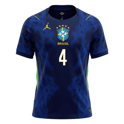 Brasilien Tröja MARQUINHOS #4 2026 Borta Mörkblå-8