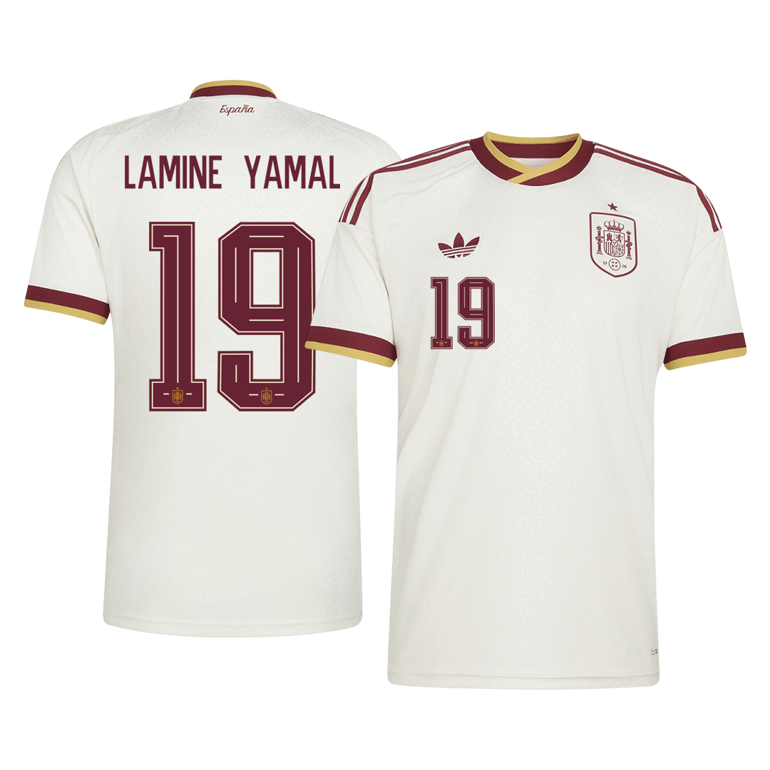 Spanien Tröja LAMINE YAMAL #19 2026 Borta Vit
