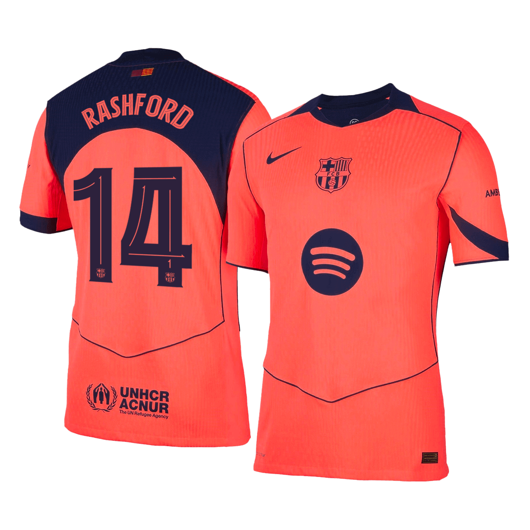 Barcelona Tröja RASHFORD #14 2025/26 Tredje Orange - UCL