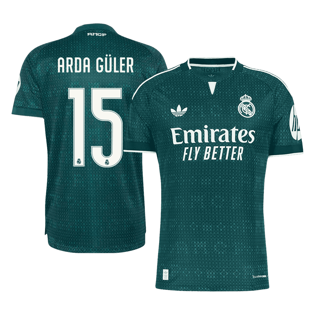 Real Madrid Tröja ARDA GÜLER #15 2026/27 Borta Autentisk Grön