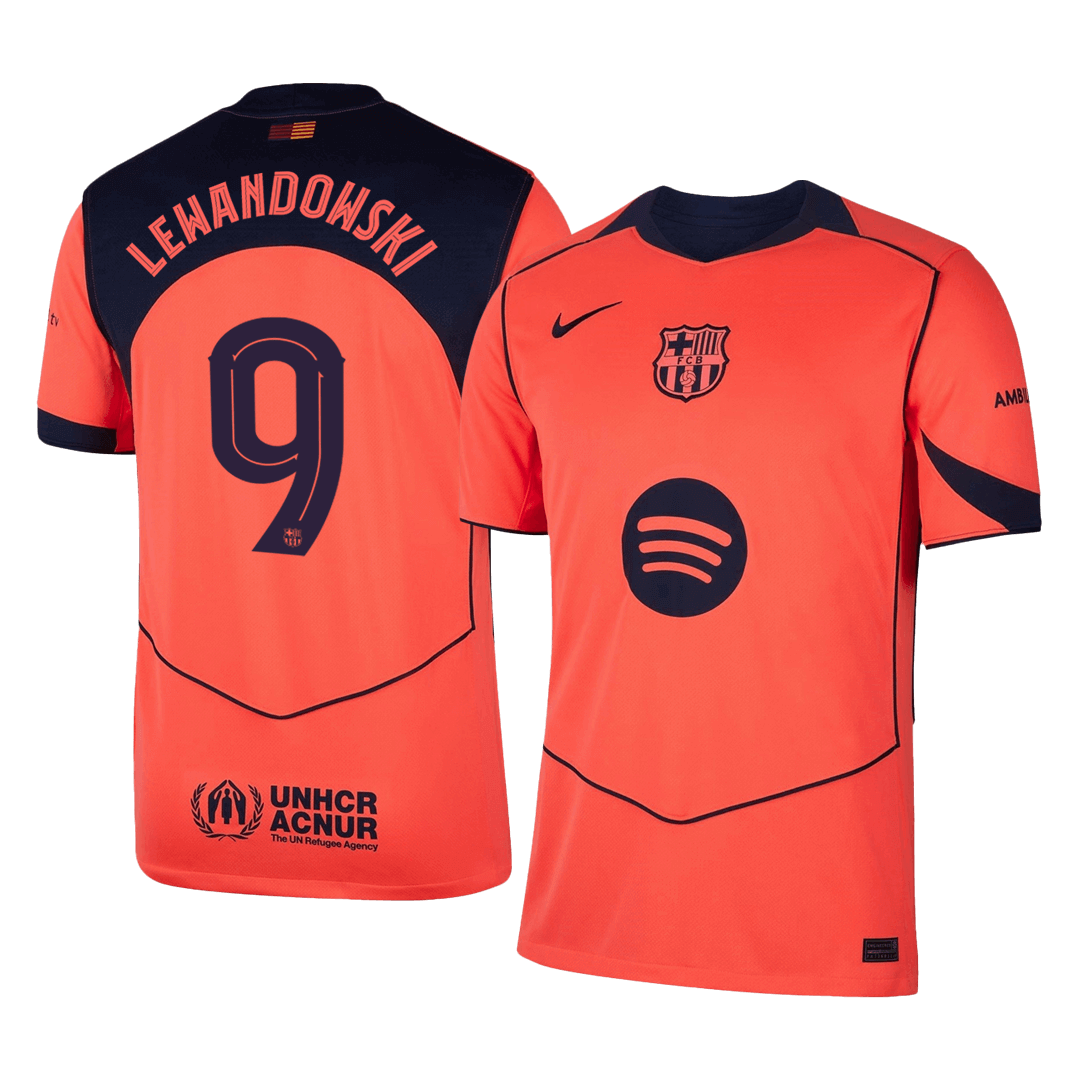 Barcelona Tröja LEWANDOWSKI #9 2025/26 Tredje Orange - UCL