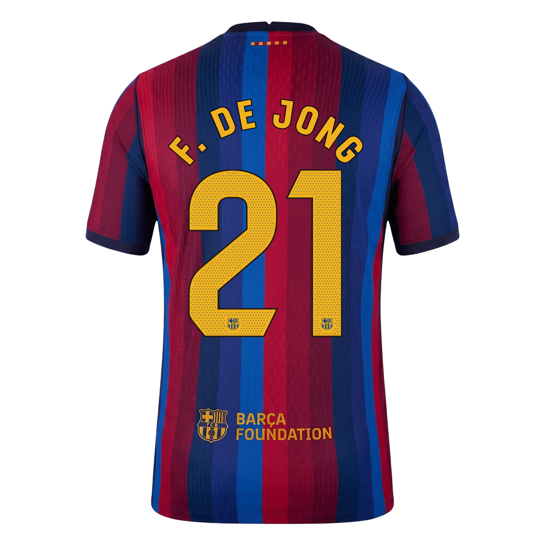 Barcelona Tröja F. DE JONG #21 2026/27 Hemma Autentisk Röd & Blå