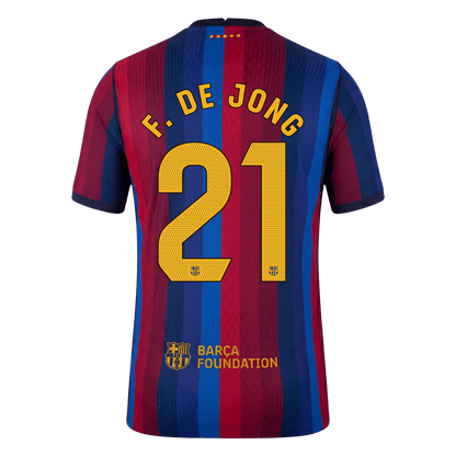 Barcelona Tröja F. DE JONG #21 2026/27 Hemma Autentisk Röd & Blå-3