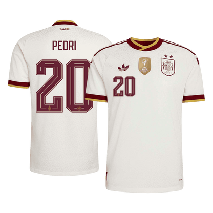 Spanien Tröja PEDRI #20 2026 Borta Autentisk Vit (2 Stjärnor)