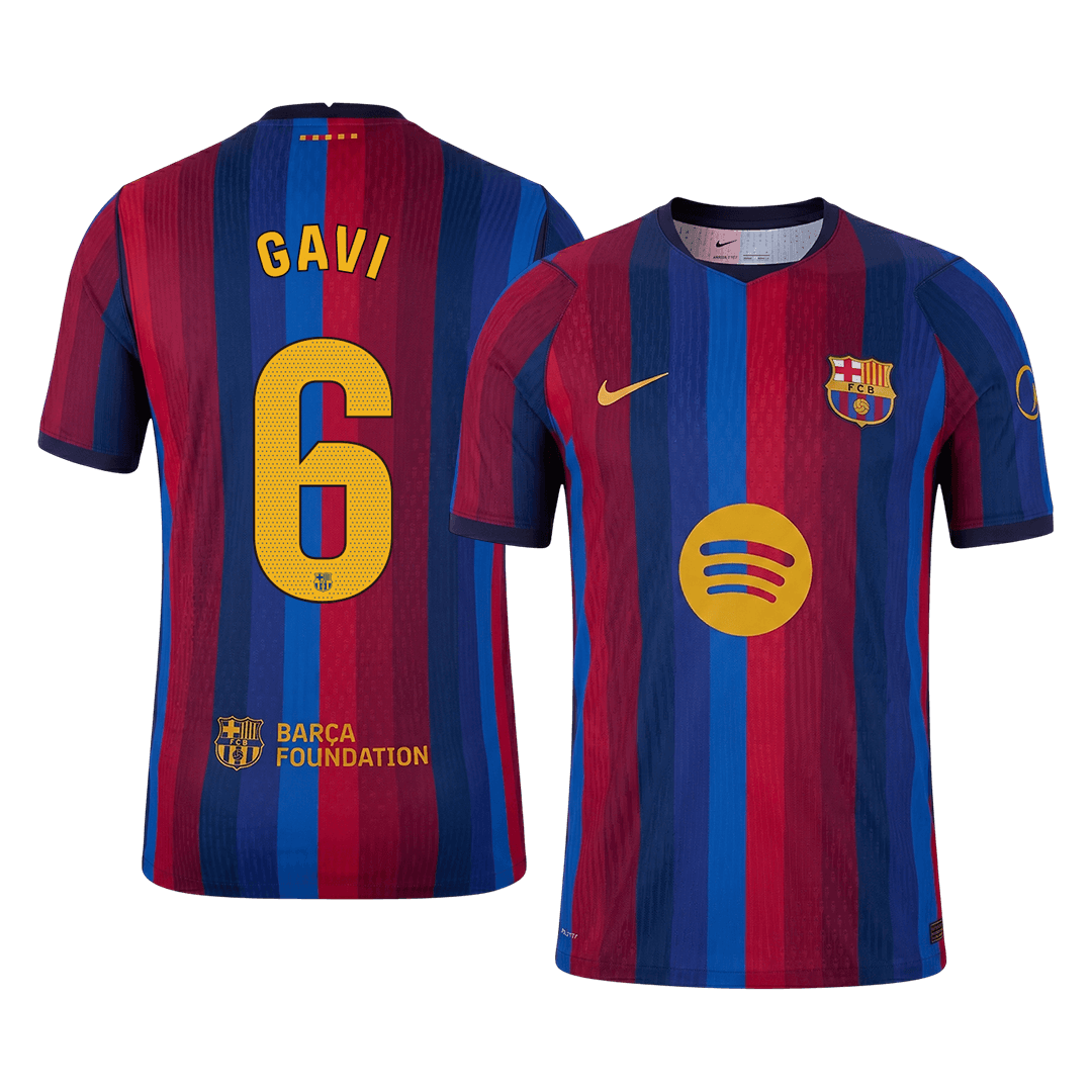 Barcelona Tröja GAVI #6 2026/27 Hemma Autentisk Röd & Blå