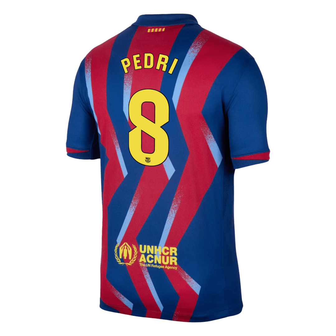 Barcelona Tröja PEDRI #8 2025/26 Fourth Away Röd & Blå-2