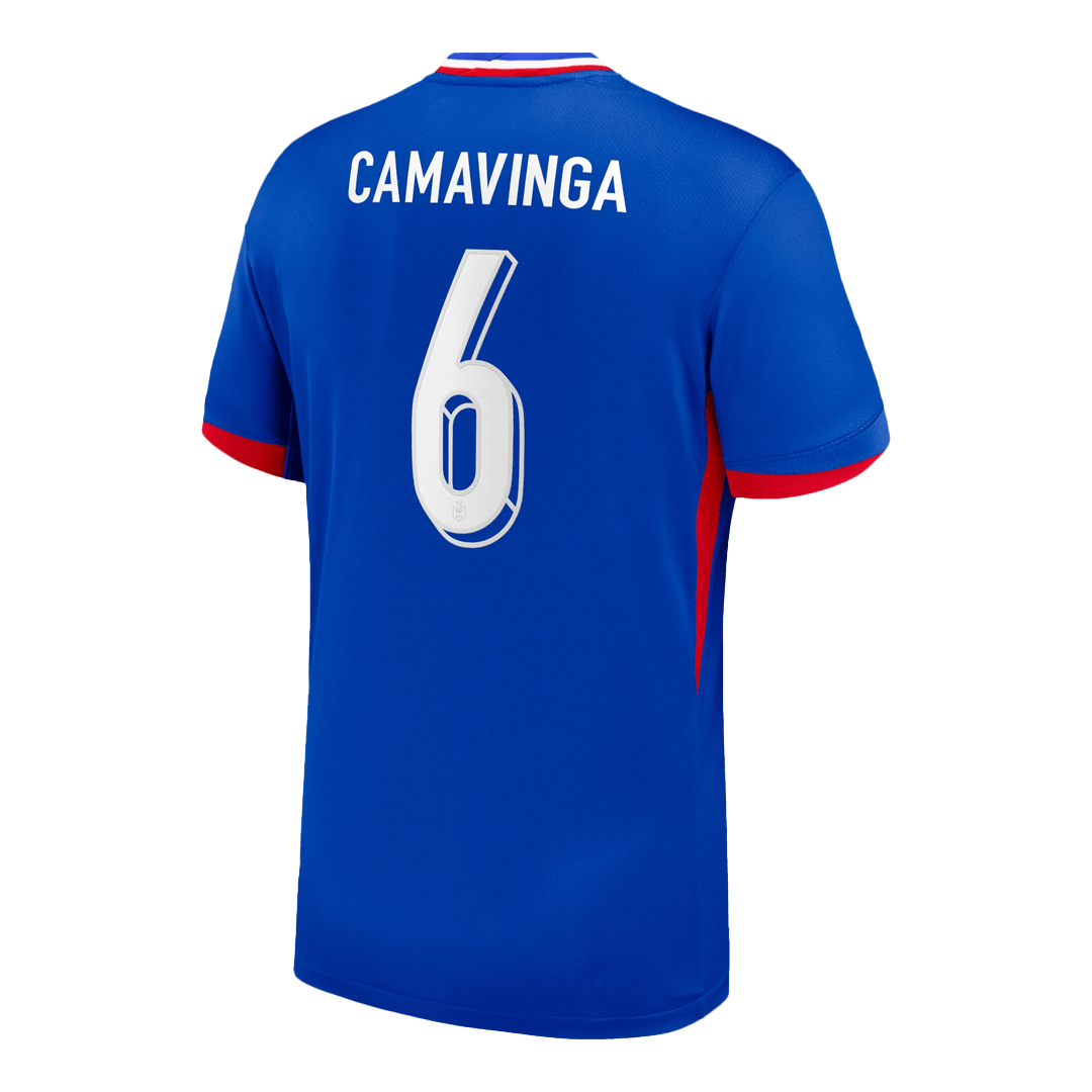 Frankrike Tröja CAMAVINGA #6 Euro 2024 Hemma Blå-7