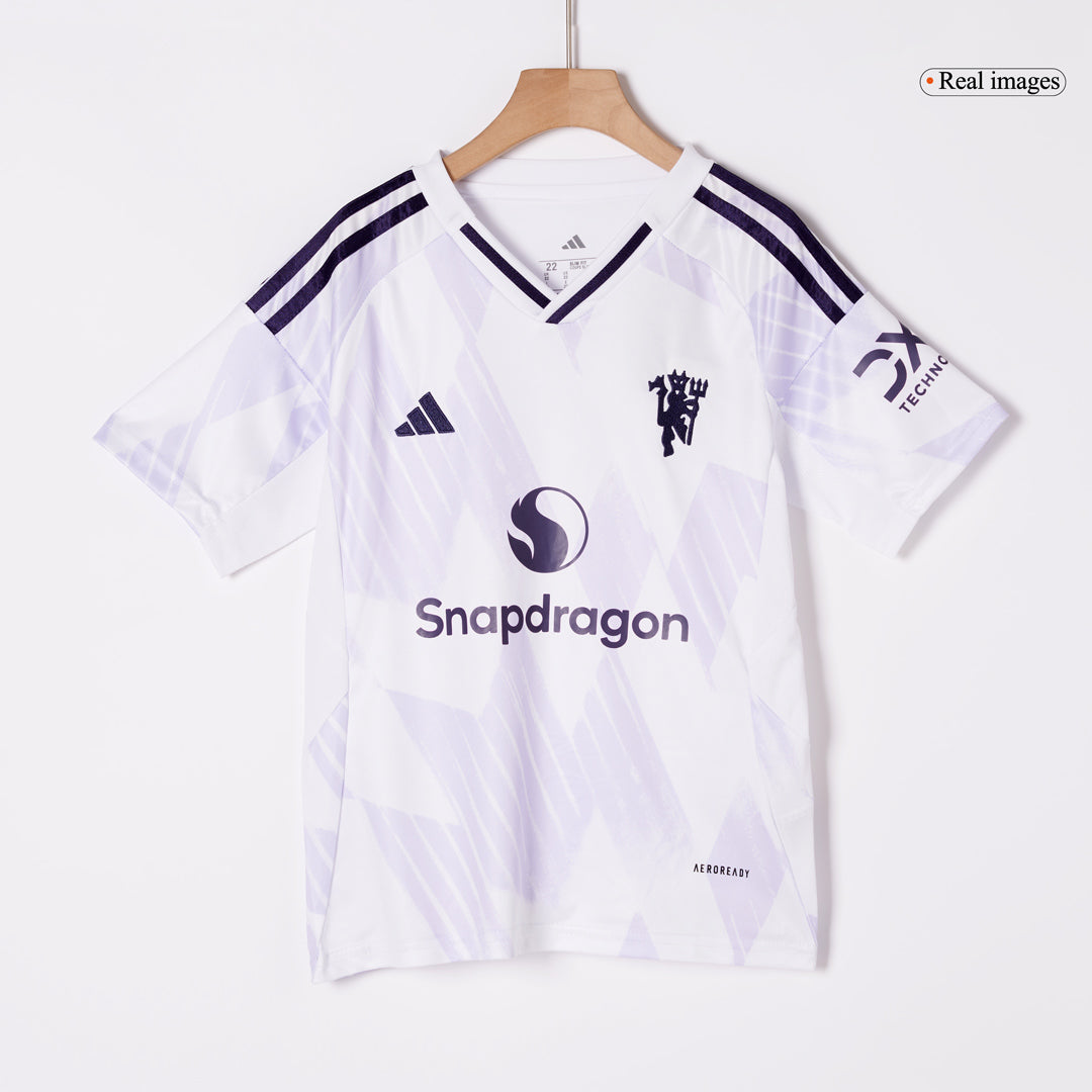 Manchester United Tröja 2025/26 Borta Vit Barn-13
