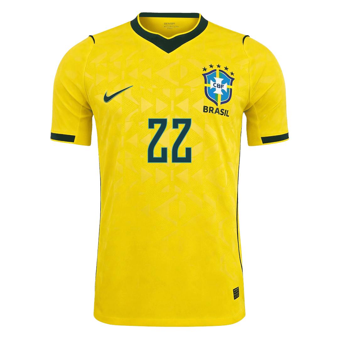 Brasilien Tröja JOÃO PEDRO #22 2026 Hemma Autentisk Gul-2