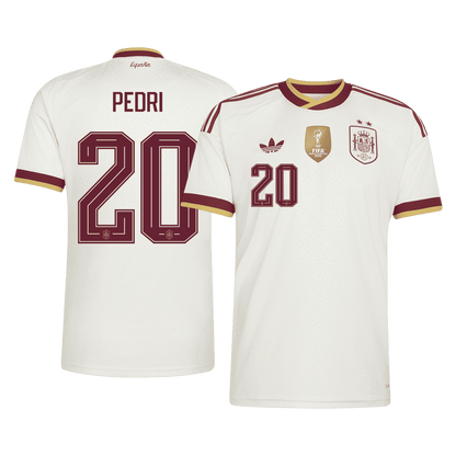 Spanien Tröja PEDRI #20 2026 Borta Vit (2 Stjärnor)-3