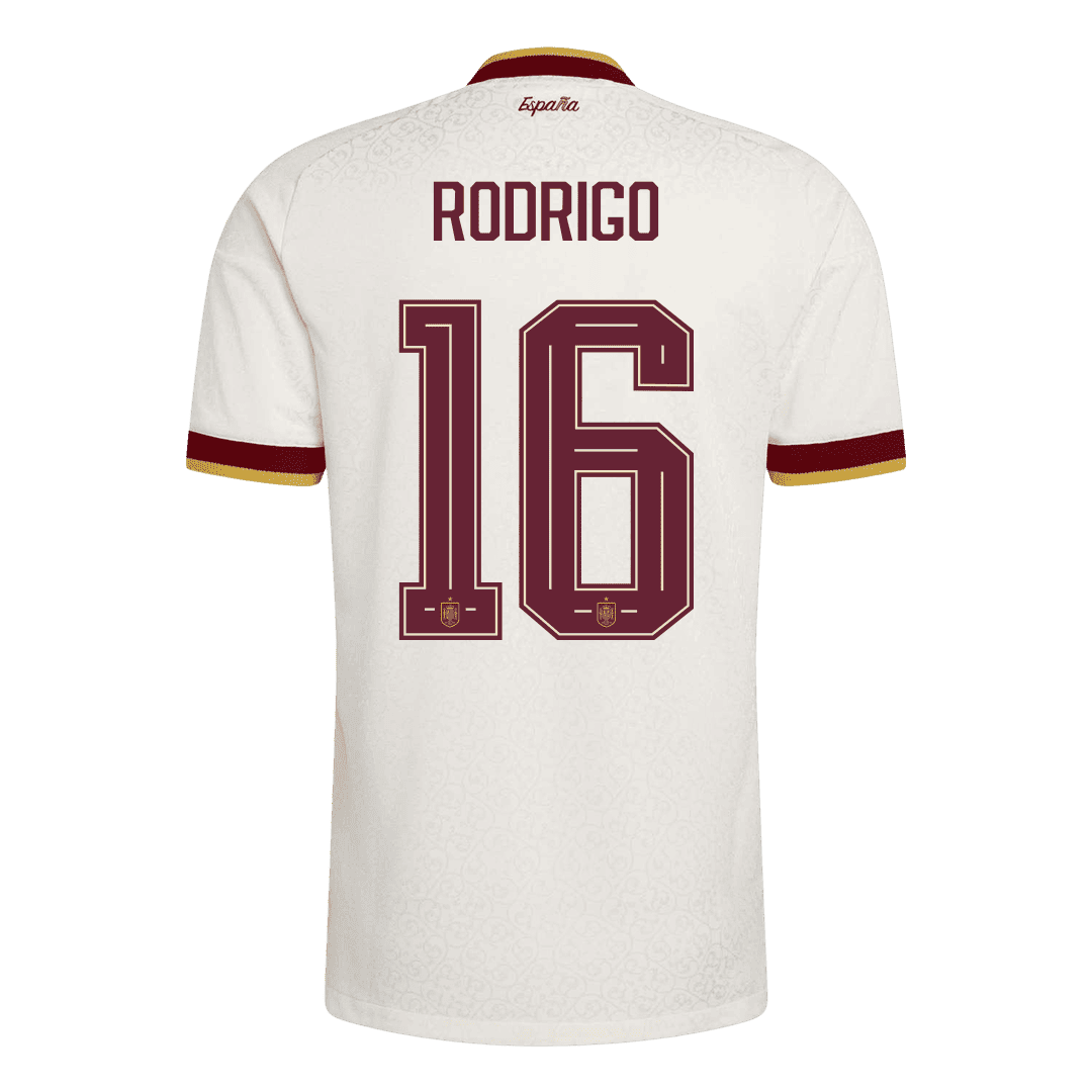 Spanien Tröja RODRIGO #16 2026 Borta Autentisk Vit (2 Stjärnor)-9