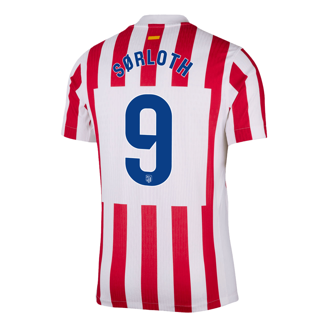 Atletico Madrid Tröja SØRLOTH #9 2025/26 Hemma Autentisk Röd & Vit-9