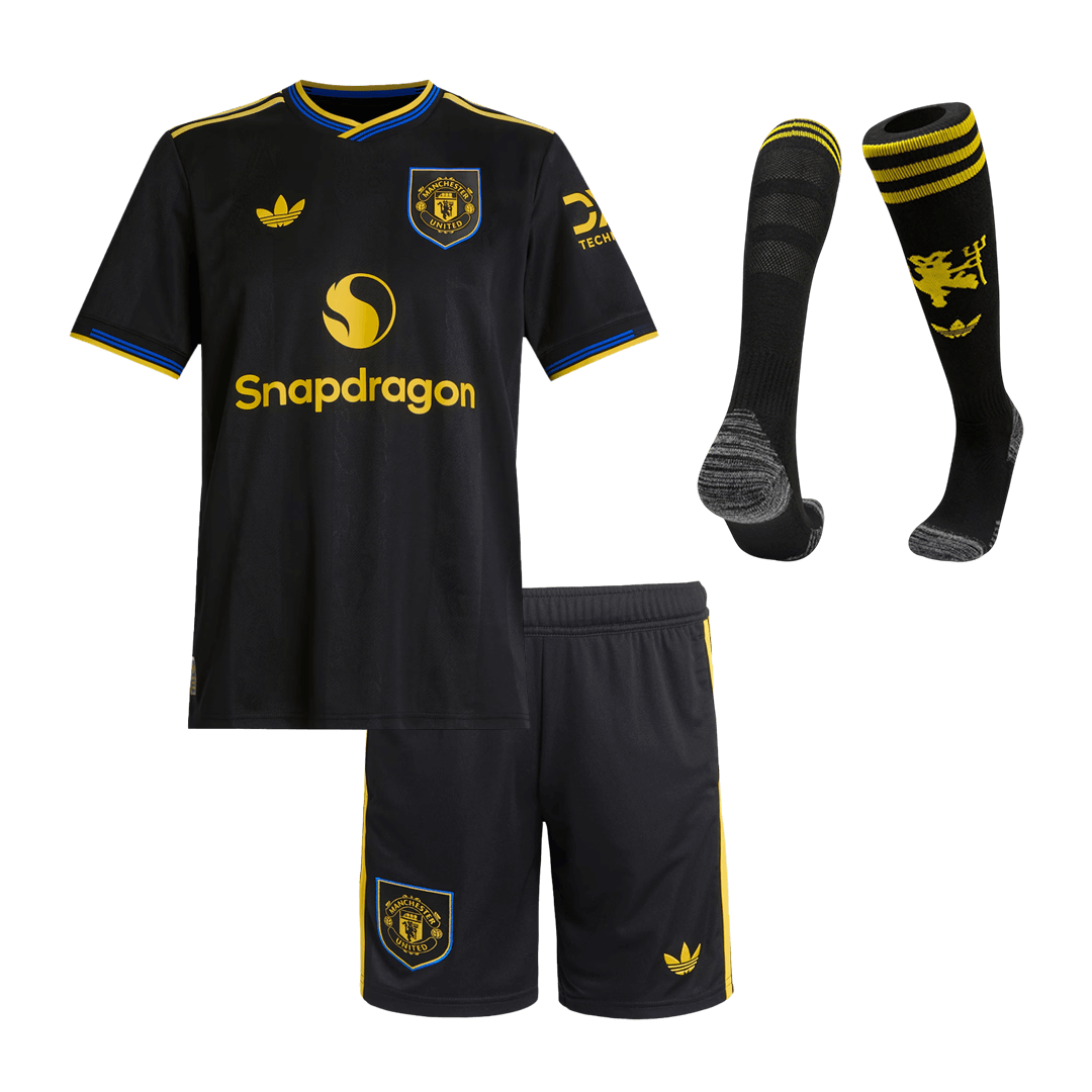 Manchester United Tröja 2025/26 Tredjeställ Svart Barn