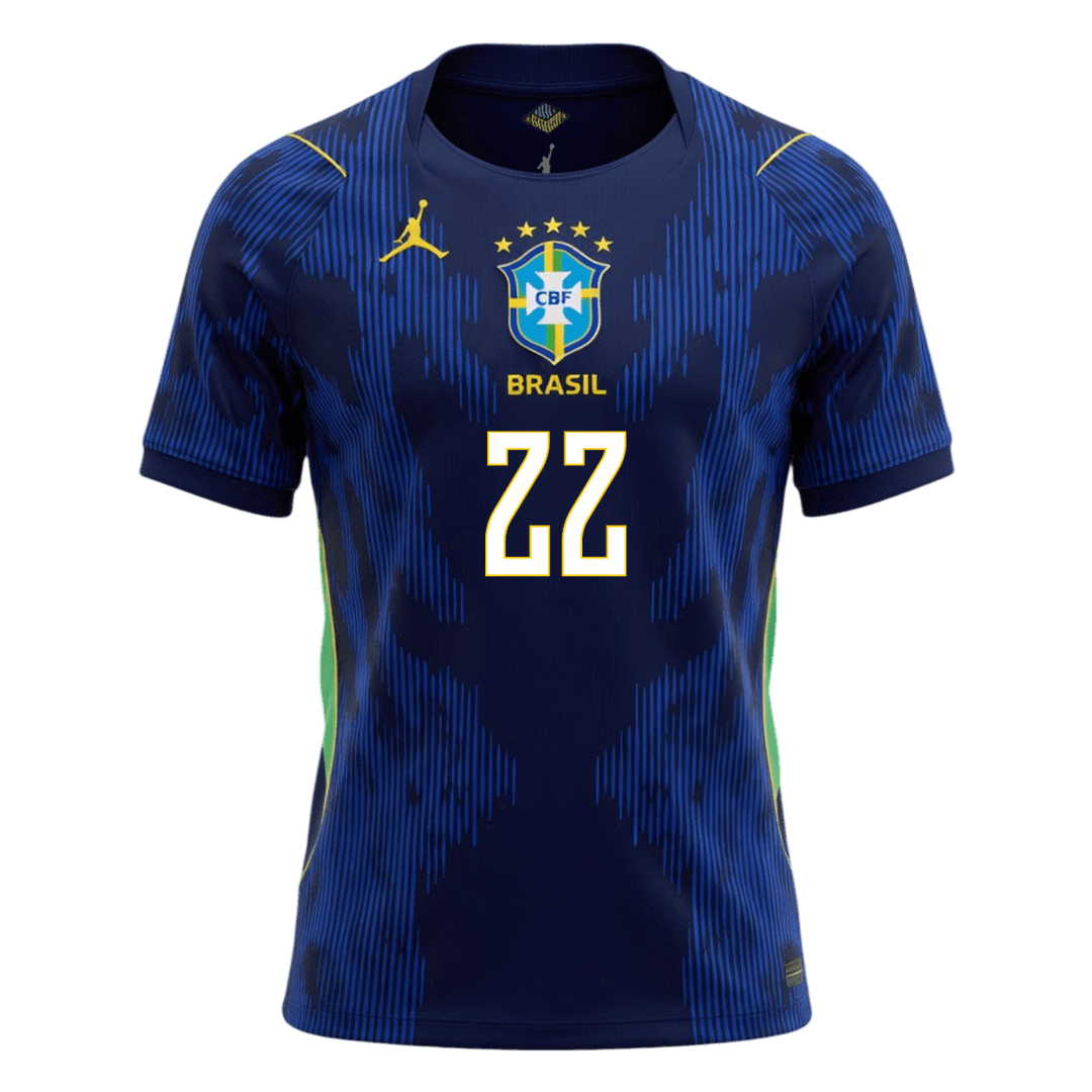 Brasilien Tröja JOÃO PEDRO #22 2026 Borta Mörkblå-8