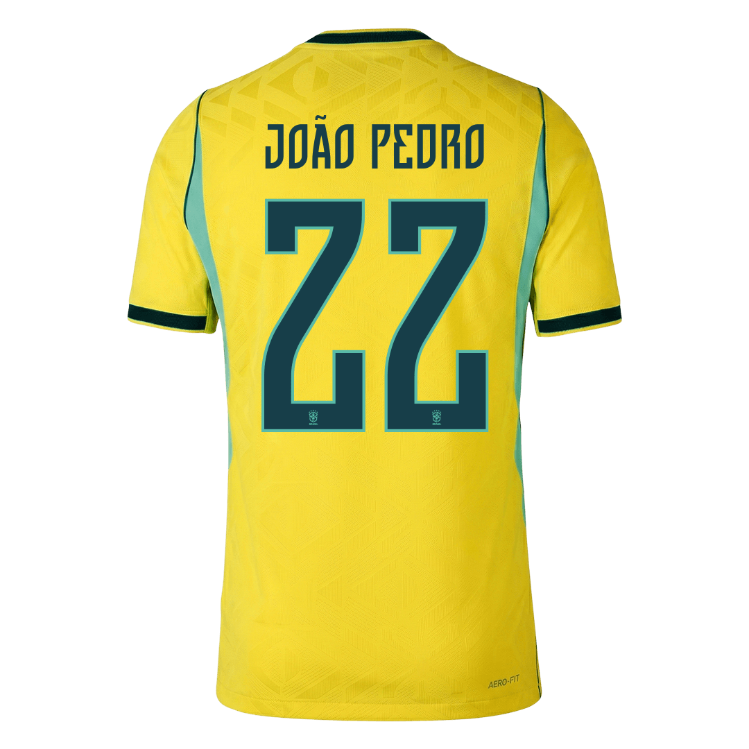 Brasilien Tröja JOÃO PEDRO #22 2026 Hemma Autentisk Gul-3