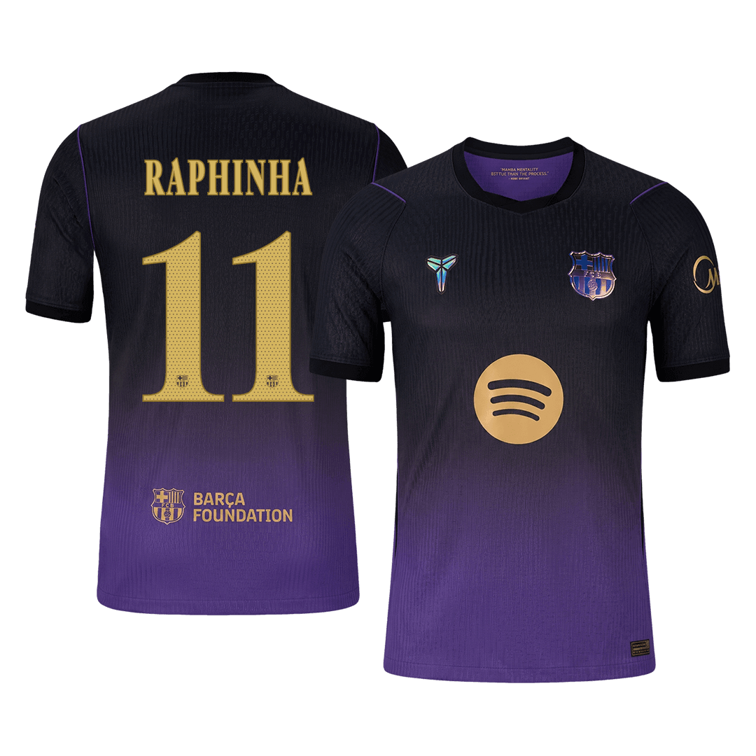 Barcelona Tröja RAPHINHA #11 2026/27 Borta Autentisk Black/Purple - UCL