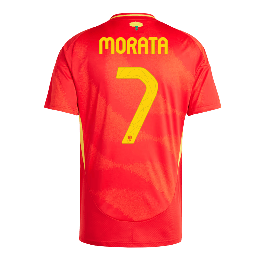 Spanien Tröja MORATA #7 Euro 2024 Hemma Röd-2