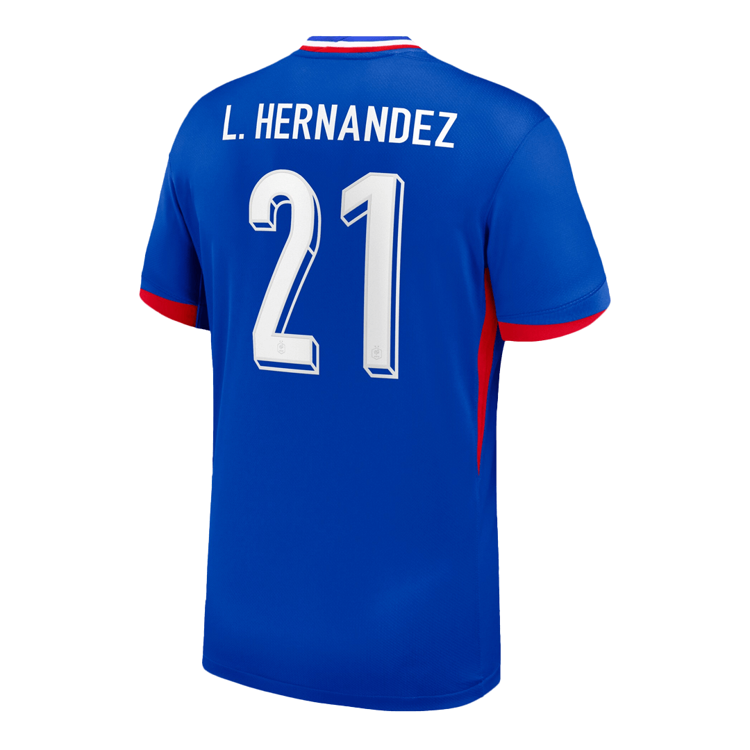 Frankrike Tröja L.Hernandez #21 Euro 2024 Hemma Blå-7