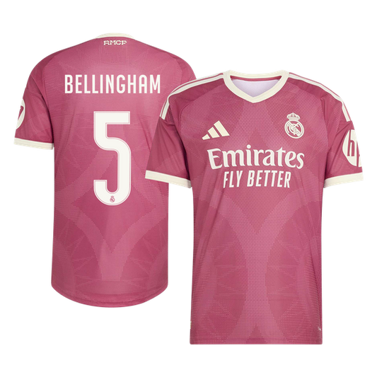 Real Madrid Tröja BELLINGHAM #5 2026/27 Tredje Autentisk Rosa