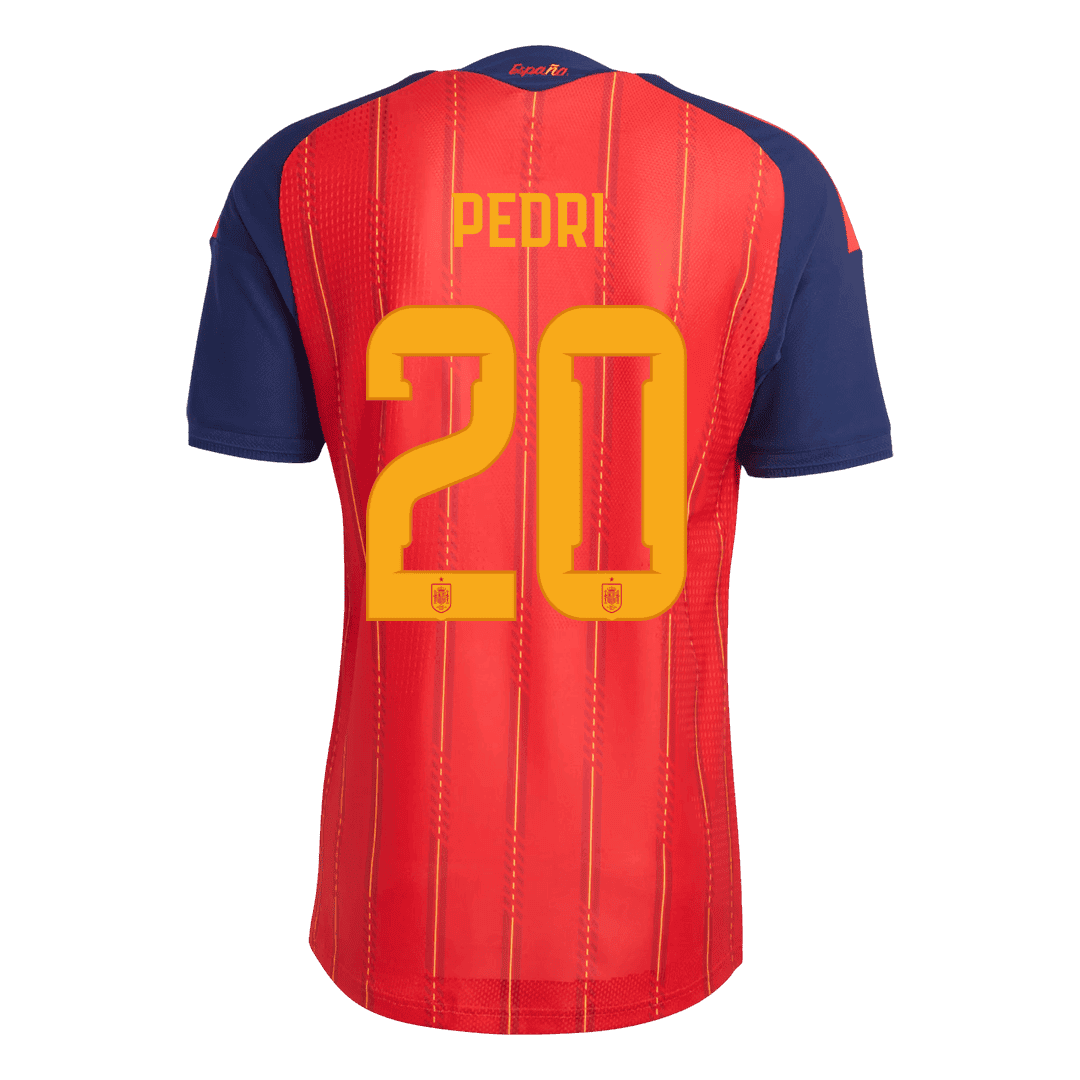Spanien Tröja PEDRI #20 2026 Mästaredition Hemma Autentisk (2 Stjärnor)