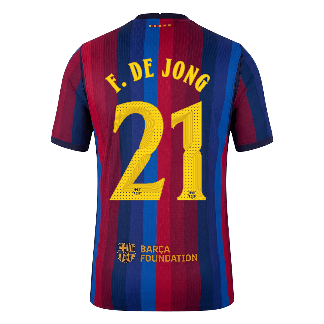 Barcelona Tröja F. DE JONG #21 2026/27 Hemma Autentisk Röd & Blå - UCL
