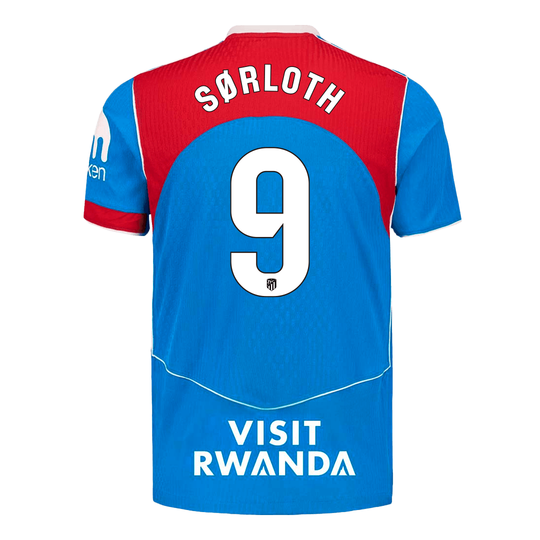 Atletico Madrid Tröja SØRLOTH #9 2025/26 Tredje Autentisk Blå-12