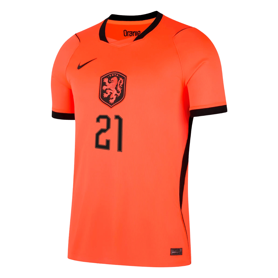 Nederländerna Tröja F.DE JONG #21 2026 Hemma Orange-8