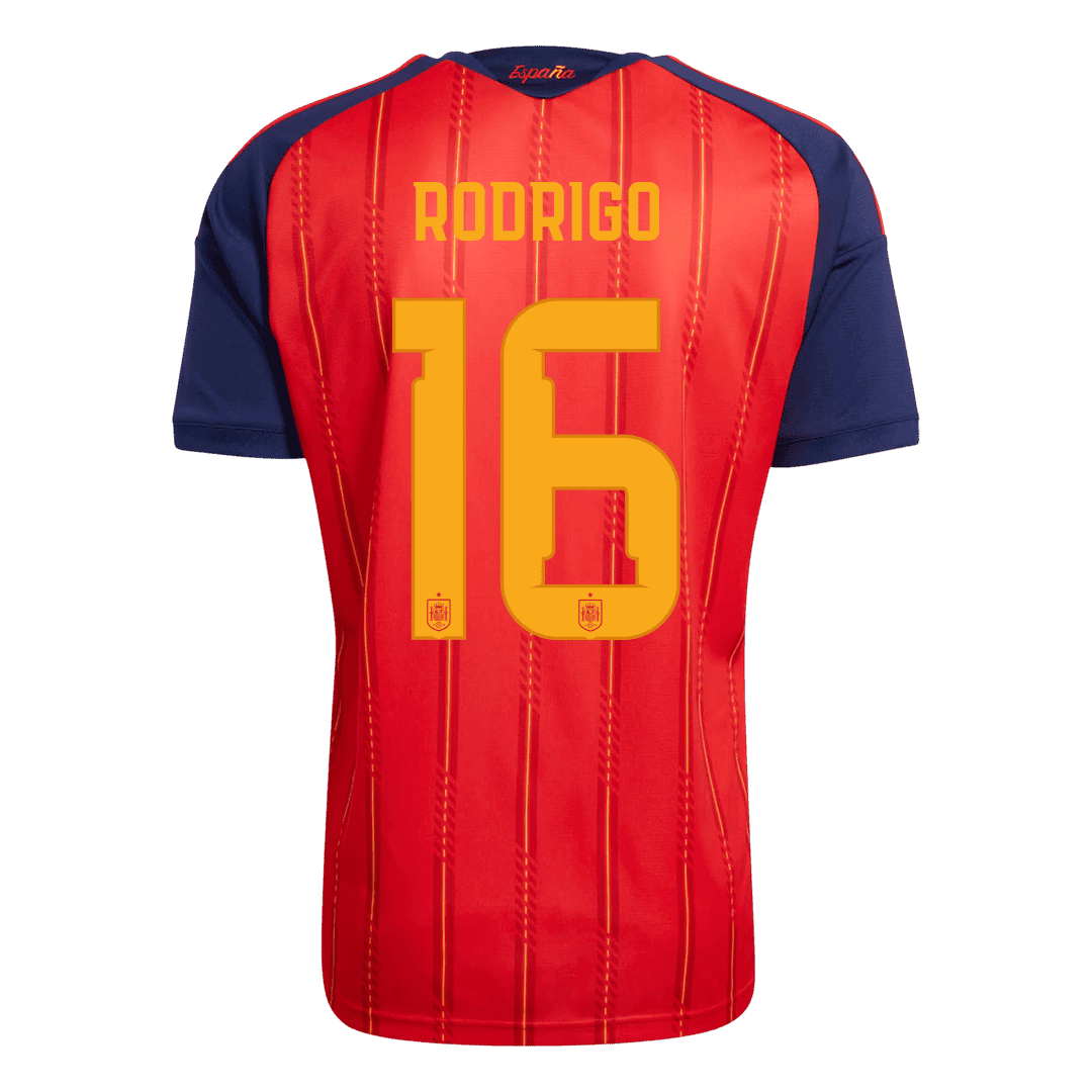 Spanien Tröja RODRIGO #16 2026 Hemma Autentisk  (2 Stjärnor)-3
