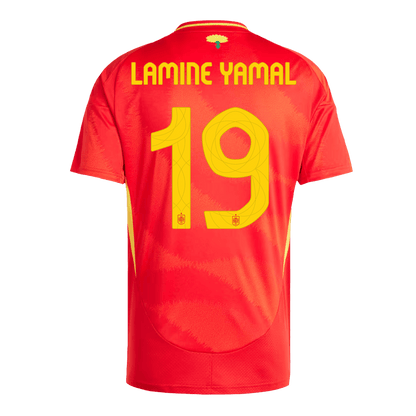 Spanien Tröja LAMINE YAMAL #19 Euro 2024 Hemma Röd-2