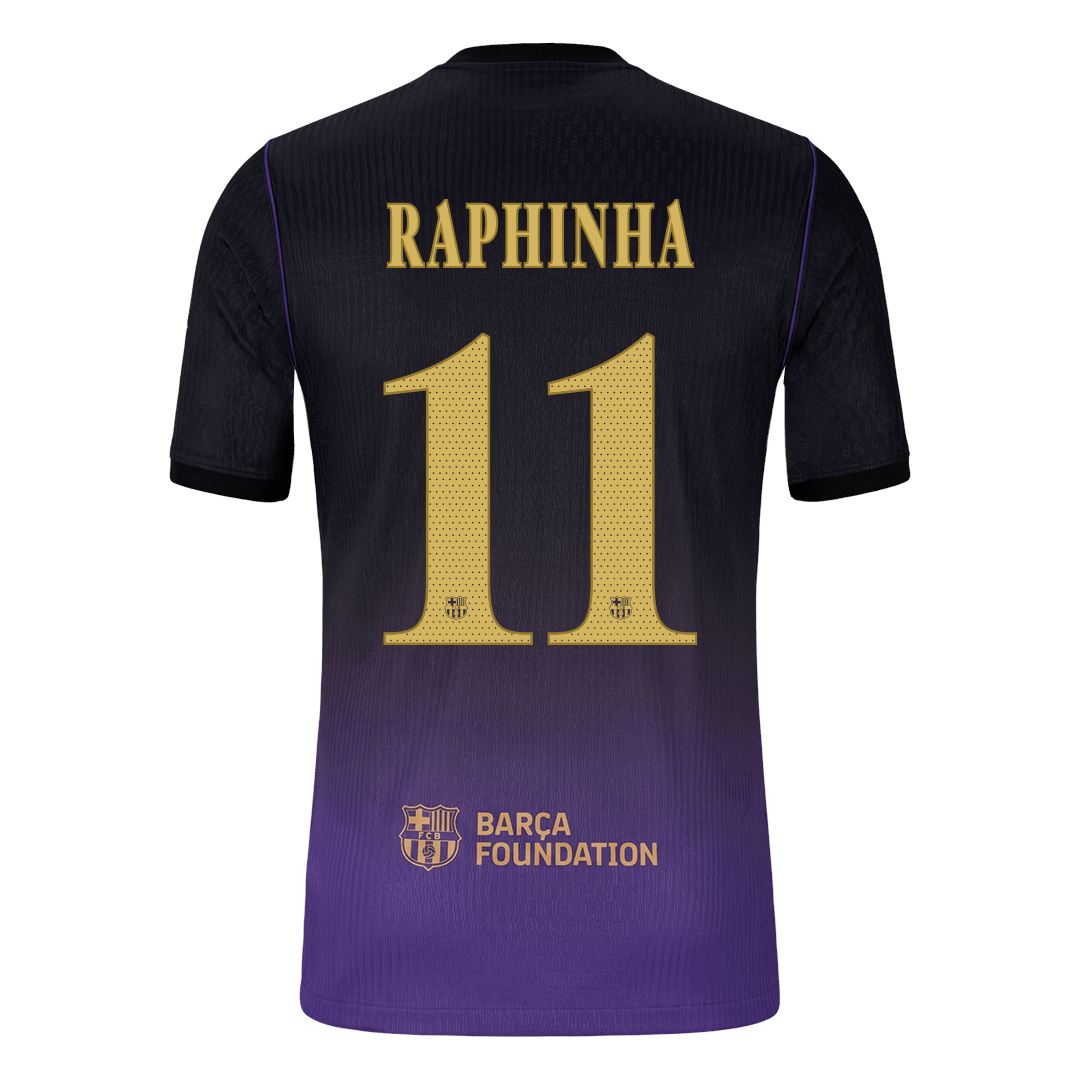 Barcelona Tröja RAPHINHA #11 2026/27 Borta Autentisk Black/Purple - UCL-3