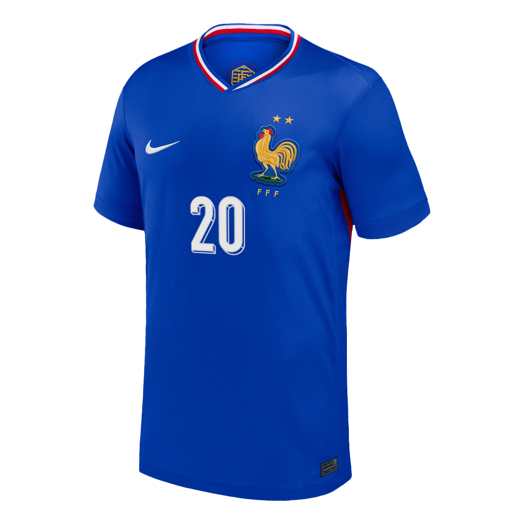 Frankrike Tröja COMAN #20 Euro 2024 Hemma Blå-8