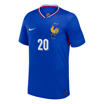 Frankrike Tröja COMAN #20 Euro 2024 Hemma Blå-8