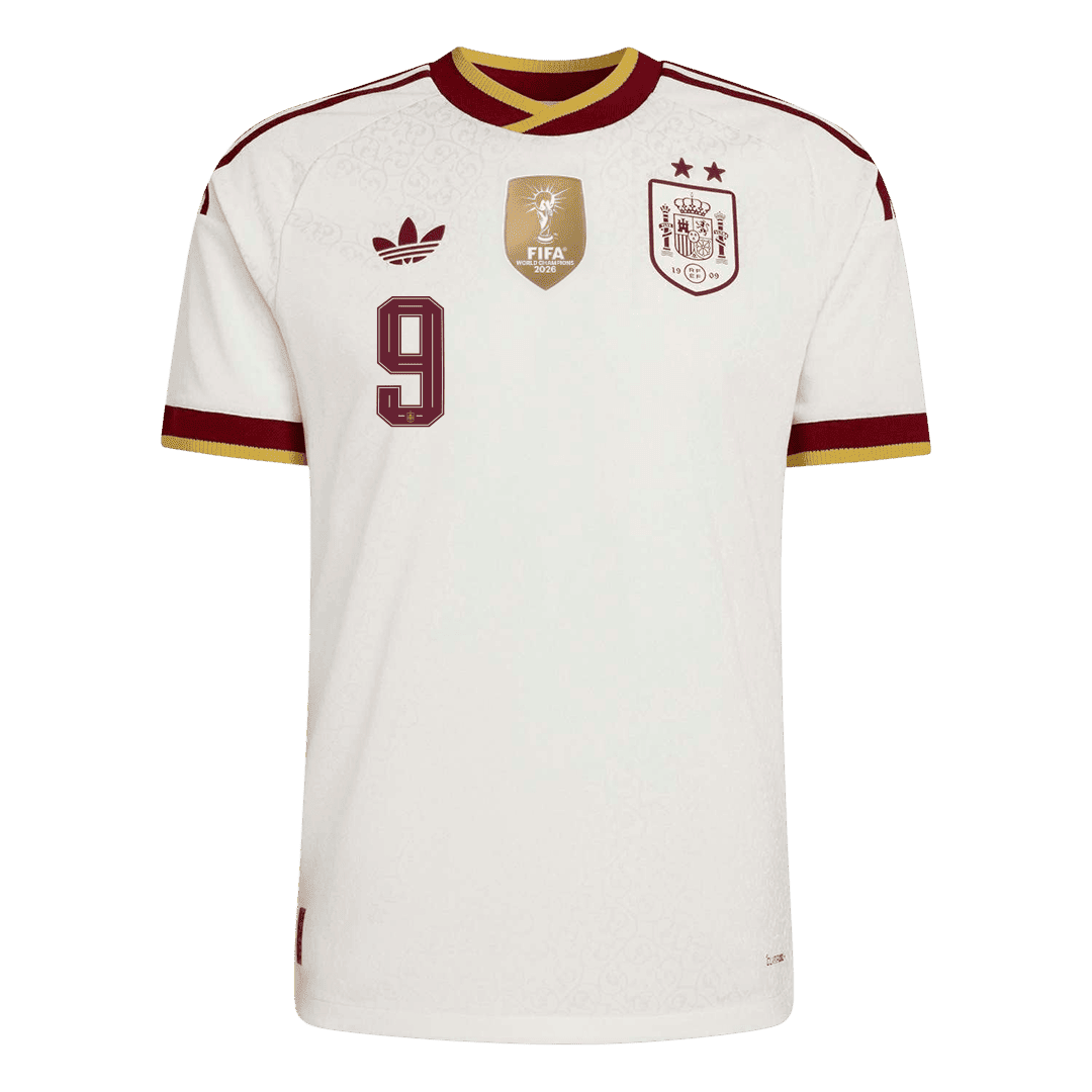 Spanien Tröja GAVI #9 2026 Borta Autentisk Vit (2 Stjärnor)