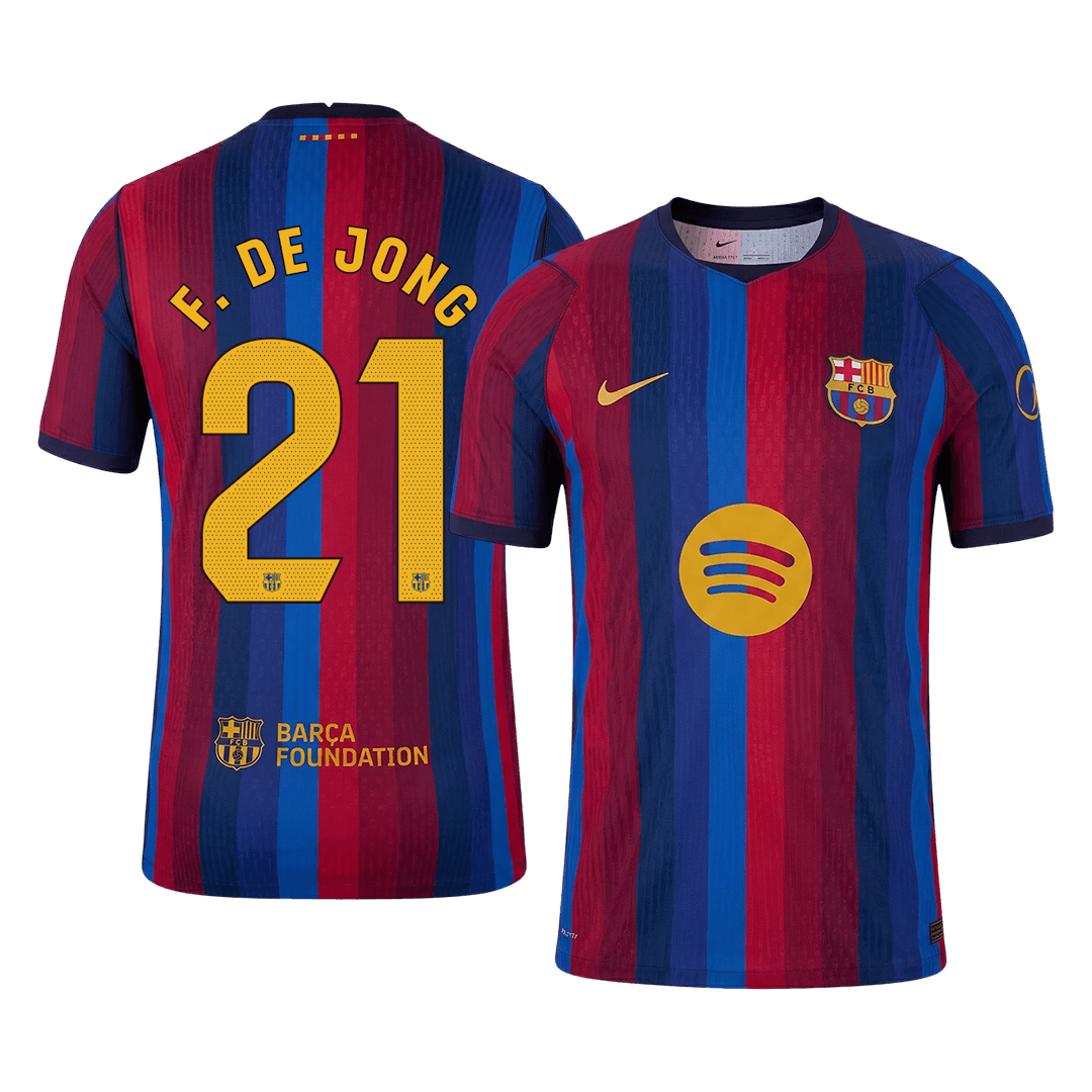 Barcelona Tröja F. DE JONG #21 2026/27 Hemma Autentisk Röd & Blå