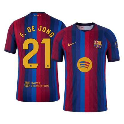 Barcelona Tröja F. DE JONG #21 2026/27 Hemma Autentisk Röd & Blå